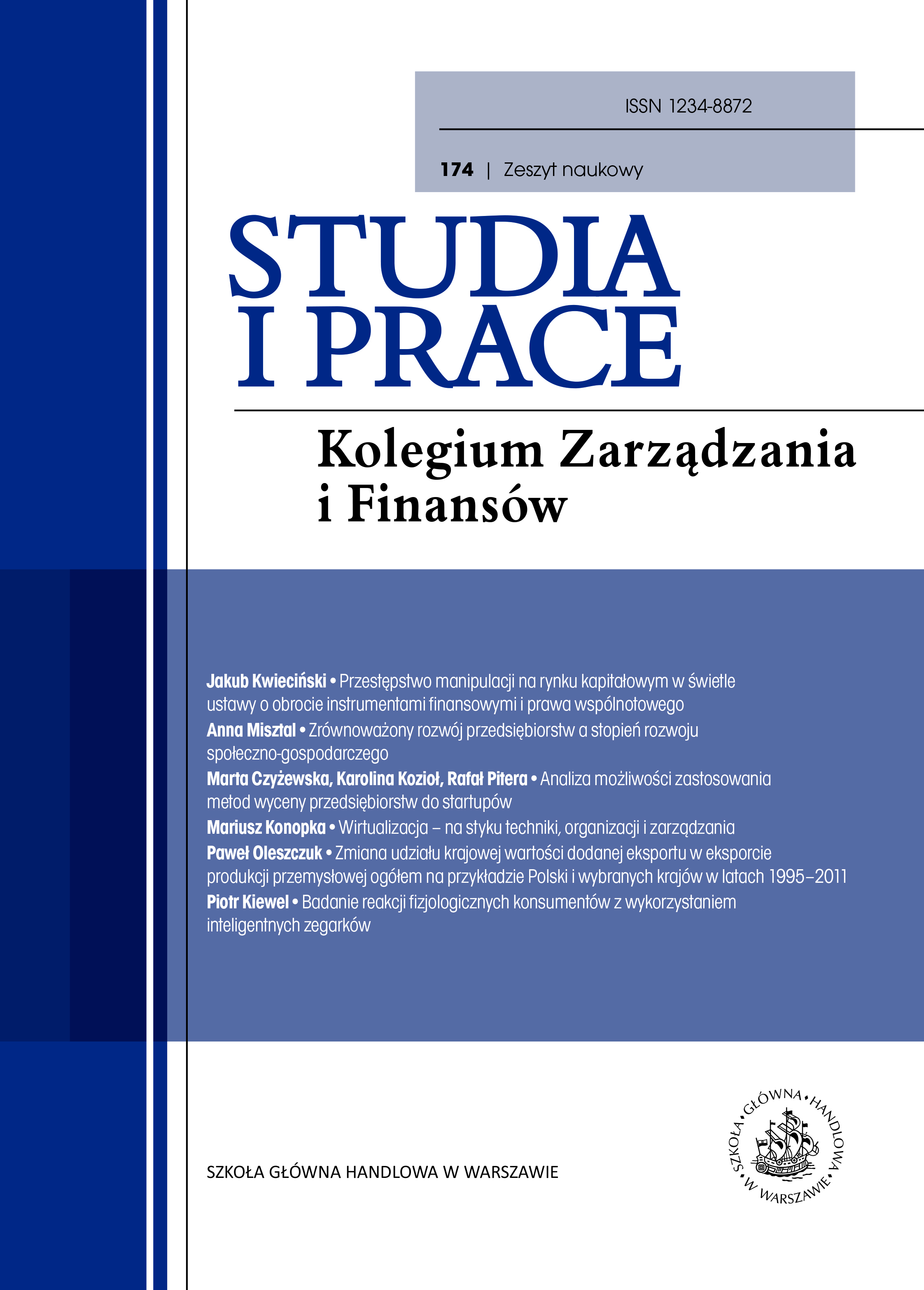 					View No. 174 (2019): Studia i Prace
				
