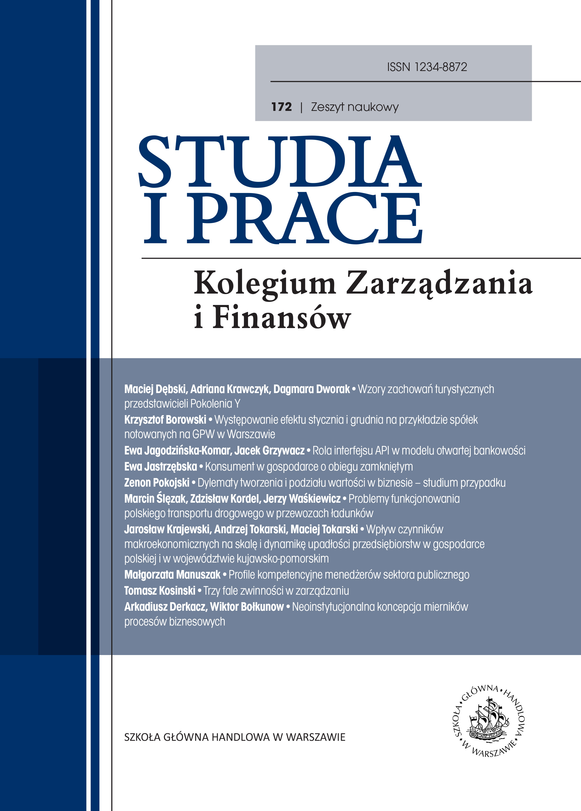 					View No. 172 (2019): Studia i Prace
				