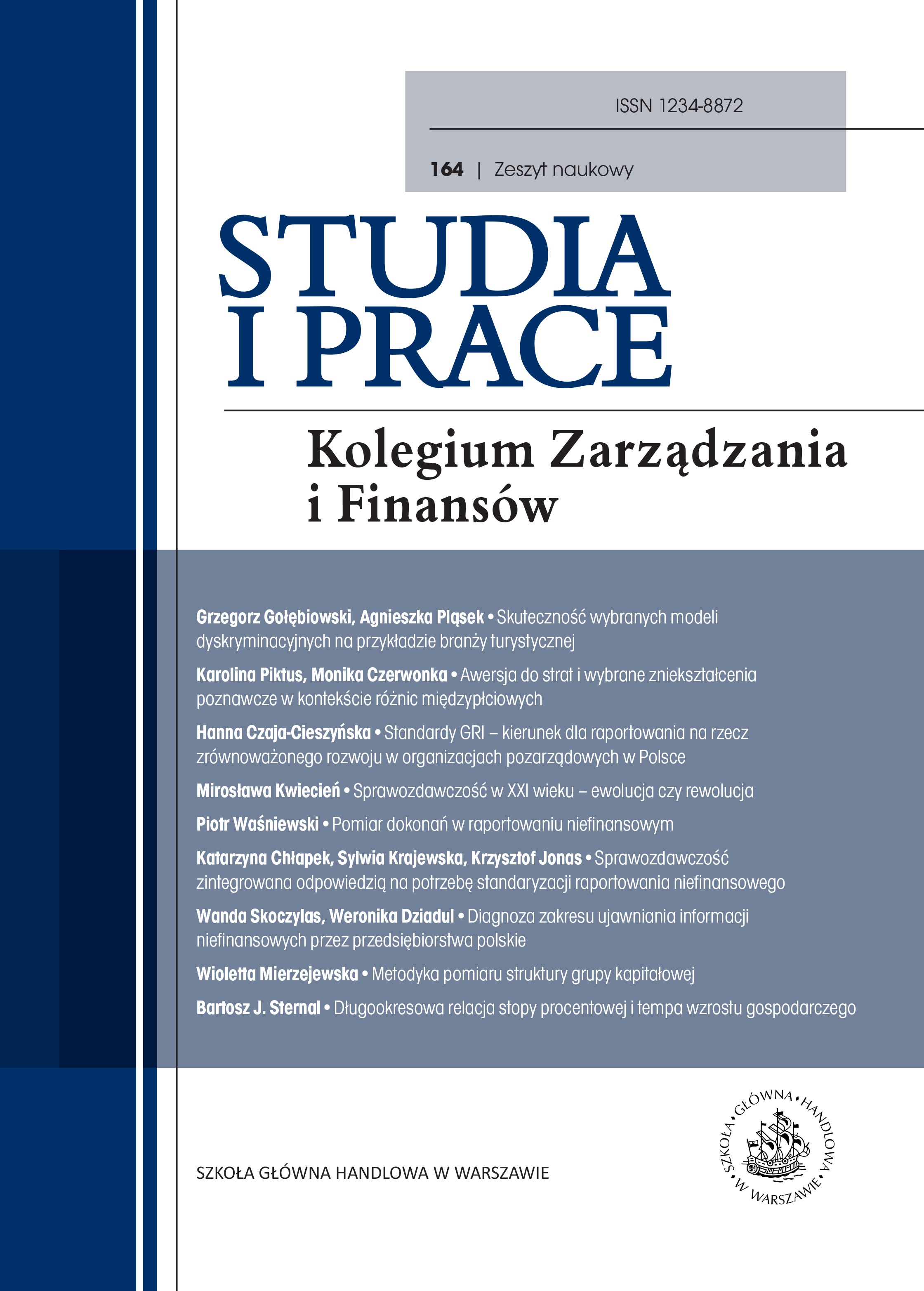 					View No. 164 (2018): Studia i Prace
				